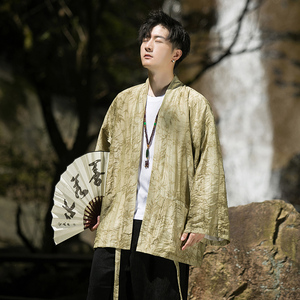 2024秋冬风男装棉麻亚麻唐装汉服风衣外套大码C229/Y791/P80图片