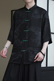 2024夏风男装冰丝唐装汉服短袖五分袖衬衫衬衣C229-Y1037-P70，男装衬衫，电商C229