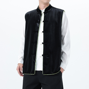 2025秋冬风男装丽丝绒唐装汉服马甲外套大码C229-Y1114-P110图片