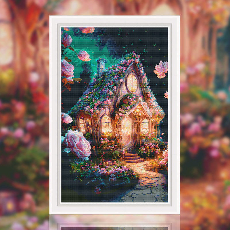 满绣十字绣客厅欧式梦幻花房风景diy手工自己绣2026新款线绣挂画