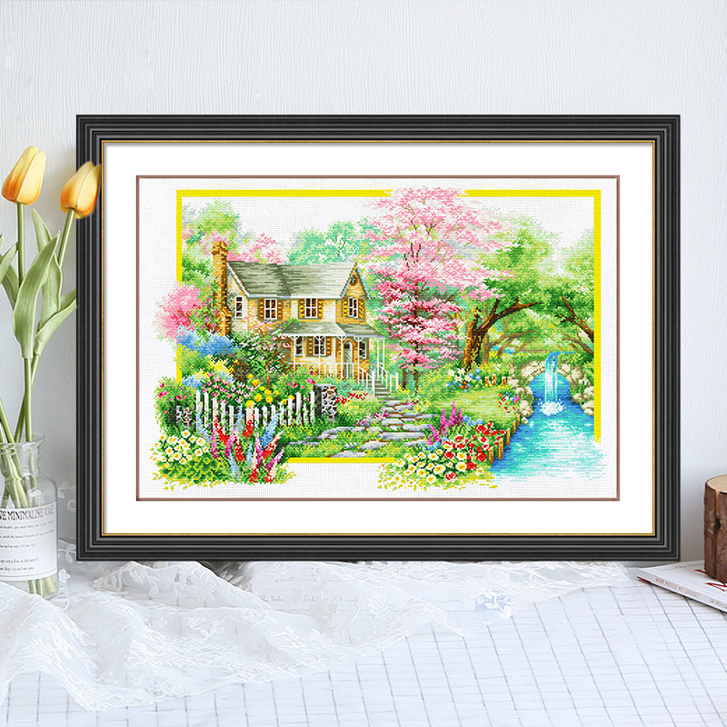 满绣十字绣小件新款四季家园春夏秋冬欧式风景客厅卧室手工自己绣