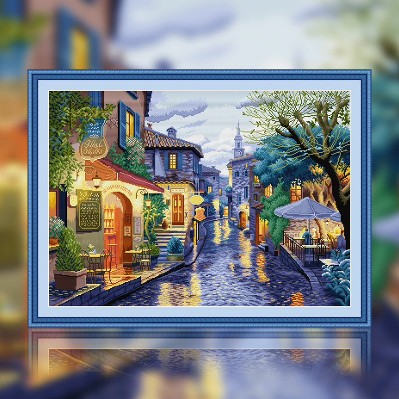 满绣十字绣2026新款线绣客厅欧式雨后黄昏风景手工自己绣画