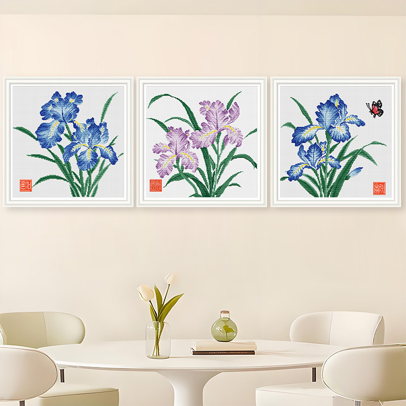 春天十字绣2026新款客厅简约现代植物花卉餐厅清新优雅手工三联画