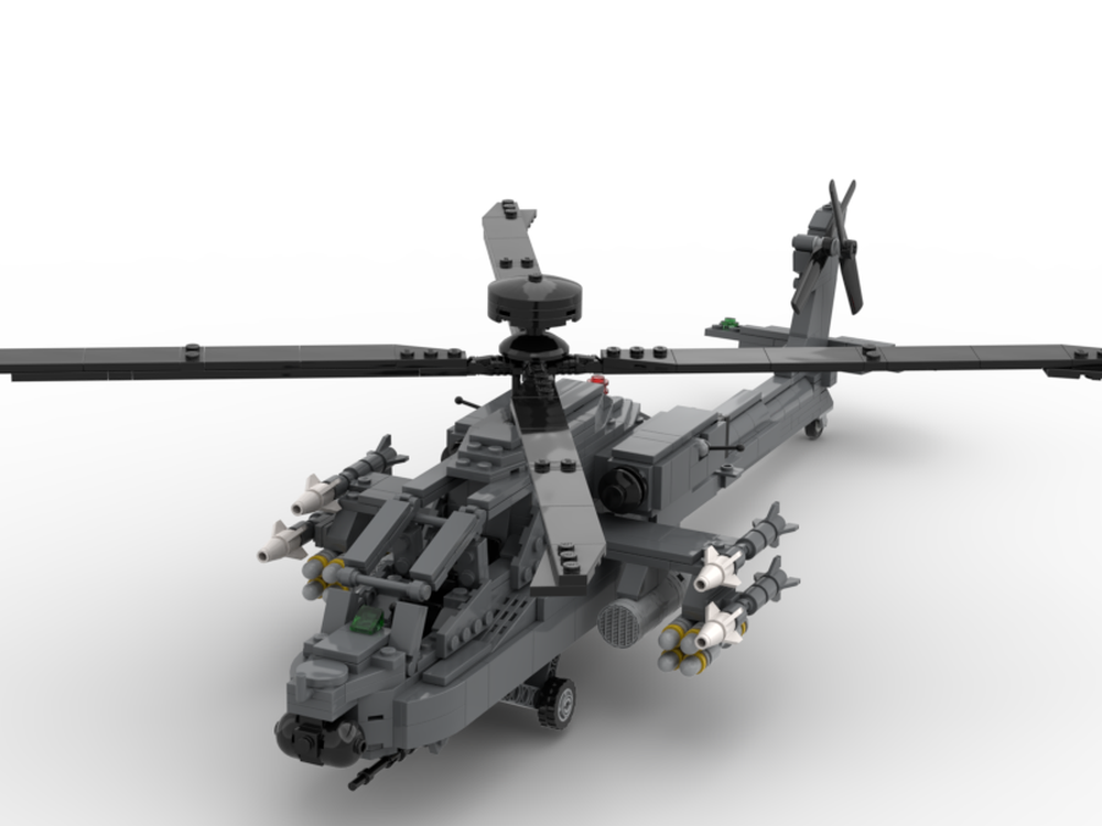 moc积木模型 ah-64武装直升机阿帕奇 适用乐高拼装小颗粒玩具男孩