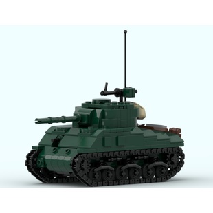 MOC积木军事 M4A3谢尔曼坦克模型 适用拼装积木玩具儿童男