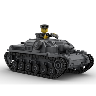 积木玩具儿童男 适用小颗粒拼装 MOC积木军事 三号坦克B型模型