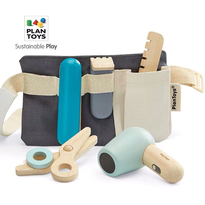 宝宝过家家角色职业模拟玩具仿真吹风机plantoys小理发师套3492