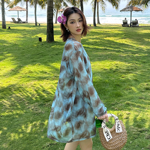 女士分体平角裤宽松罩衫大码泳衣