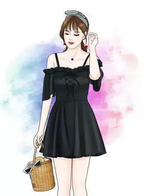 Fat mm big size one dress style swimsuit women belly thin conservative hot spring 200kg fat sister swimwear shoulder