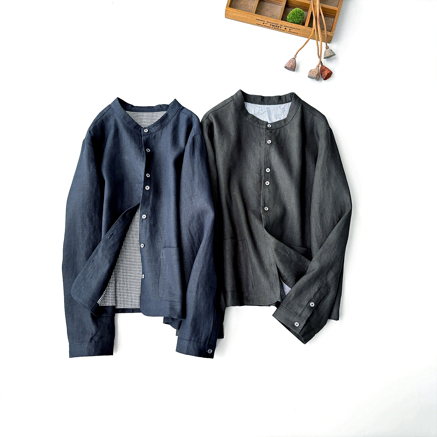 日系亚麻双层穿搭外套