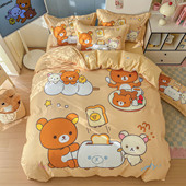 开心熊可爱全棉四件套60支纯棉床单被套儿童全棉床上用品三件套男