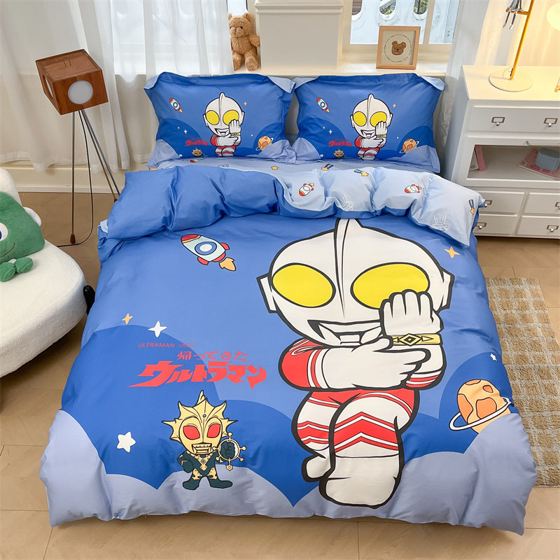 奥特曼儿童全棉三四件套纯棉被套卡通男床单床笠生日礼物床品1.5