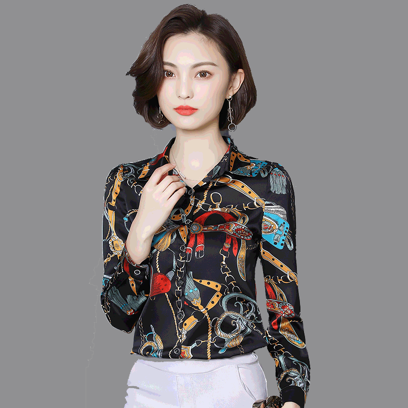 2018春装新款美欧哥弟菲长袖重磅100%真丝衬衫桑蚕丝女装欧美上衣