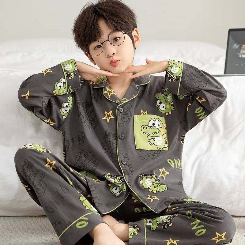 儿童睡衣春秋季男孩女孩纯棉卡通夏薄款吸汗中大童男童女童家居服