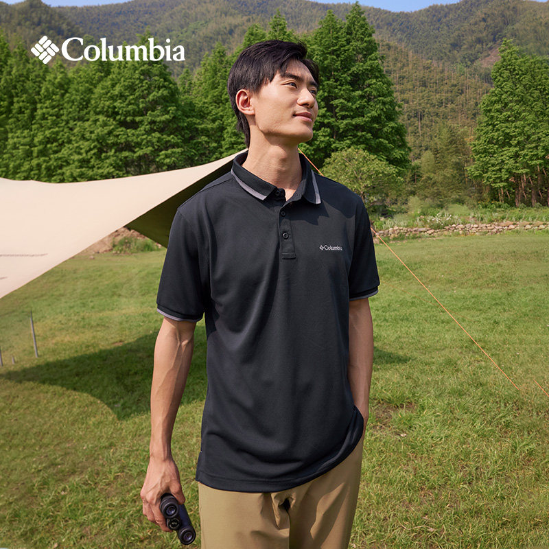 哥伦比亚户外速干T恤翻领纯色商务休闲短袖polo衫ae0414