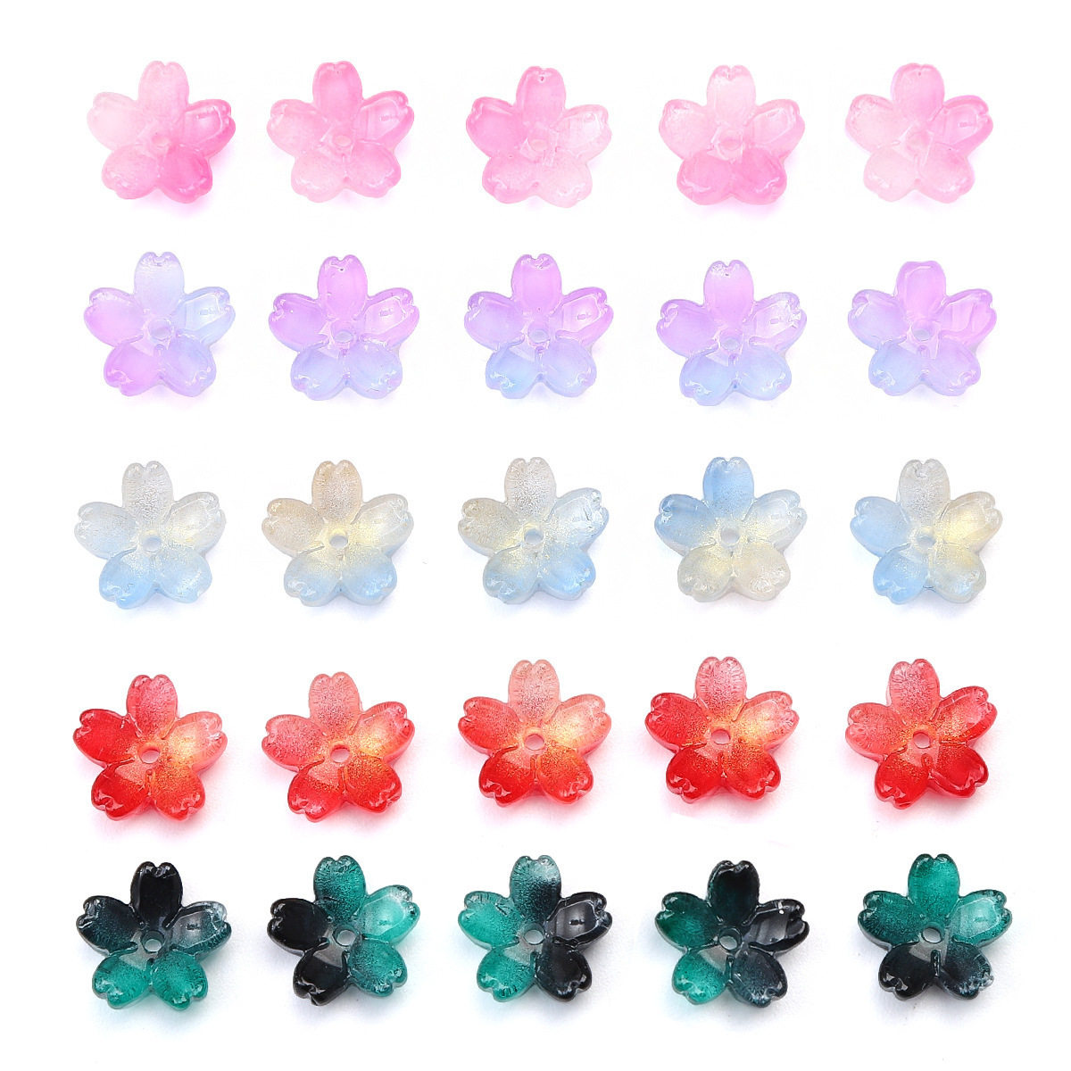 玻璃渐变尖角花珠琉璃樱花散珠手工diy制作手链头饰材料饰品配件图片