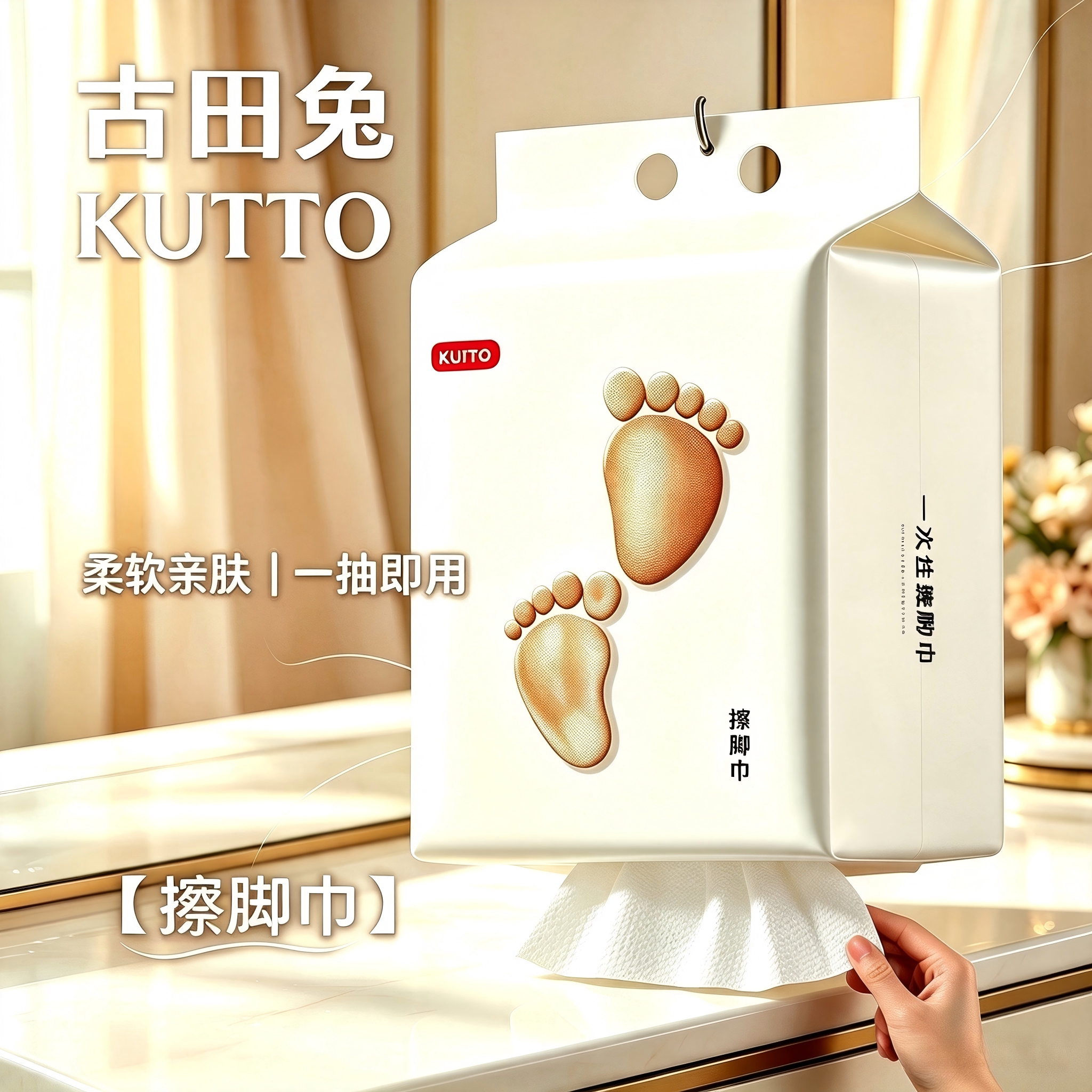 一次性擦脚毛巾悬挂抽取更卫生