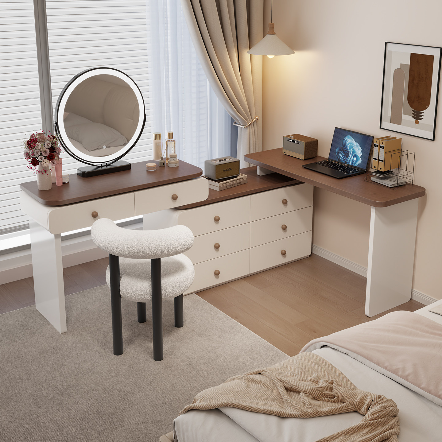 2026新款法式梳妆台书桌二合一