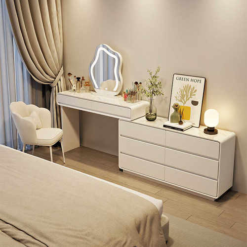 轻奢高级梳妆台家用奶油风2025