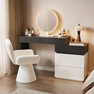 2026轻奢梳妆台卧室斗柜一体现代简约化妆桌高档转角中古奶油风
