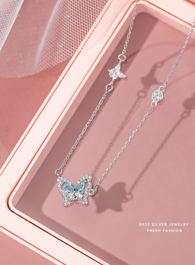 温婉简约蝴蝶纯银项链锁骨链