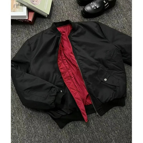 复古飞行夹克翻领宽松棉衣棉服cleanfit外套男美式撞色潮三防加厚