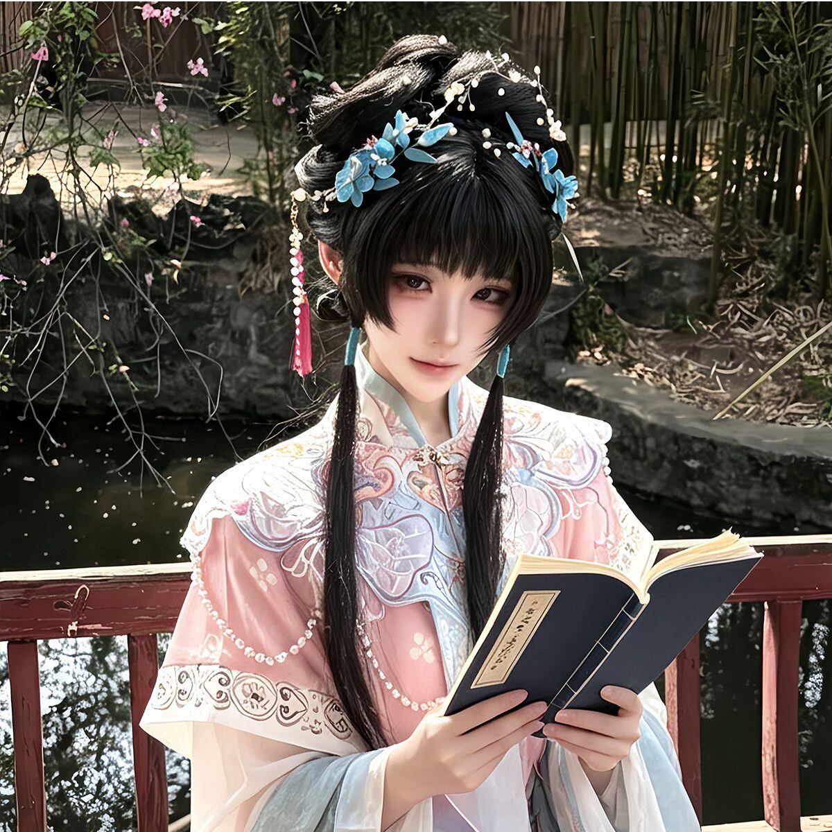 林黛玉cos古风假发长发黑色头套图片