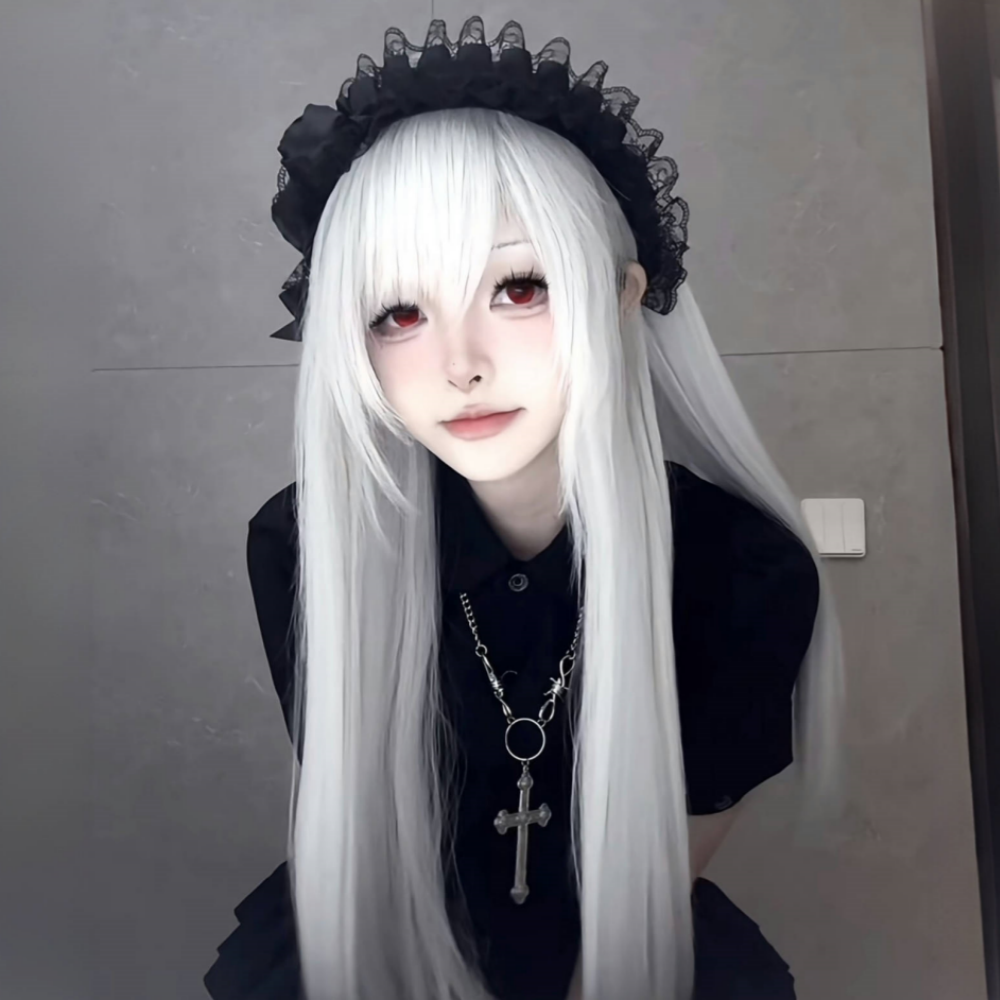 哥特暗黑假发女长直发lolita头套