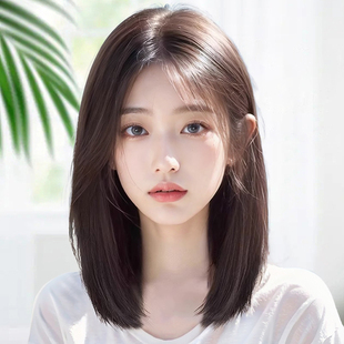 中分假发女中长发学生减龄仿真锁骨发全头套式时尚百搭整顶假发套