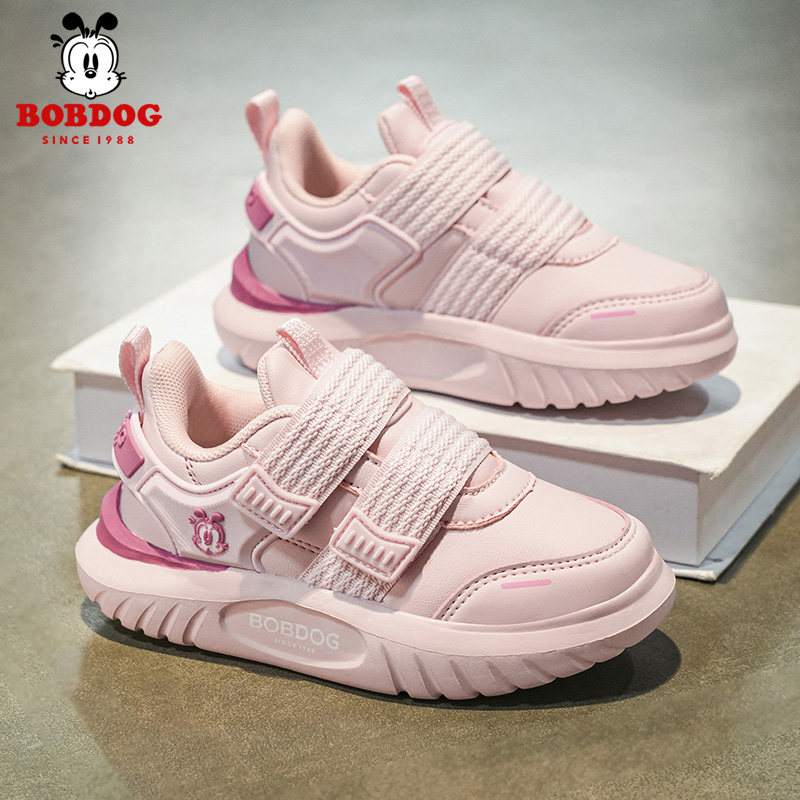巴布豆童鞋女童运动鞋2026春秋新款儿童鞋子皮面防水女孩跑步鞋潮