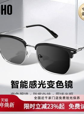 感光变色防蓝光近视眼镜