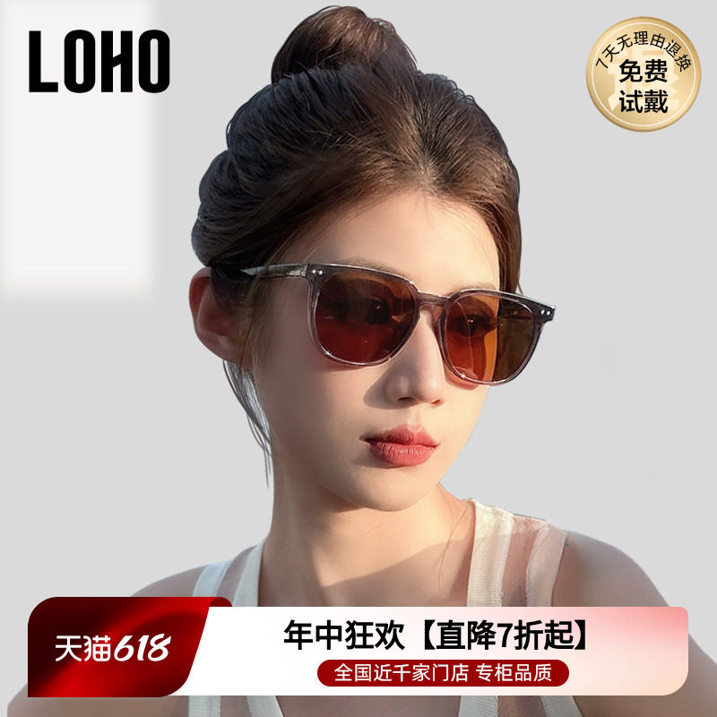 LOHO墨镜女款2026新款潮流时尚GM小框偏光茶色防晒紫外线太阳眼镜