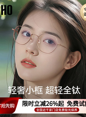 loho纯钛小框近视眼镜复古轻奢眼镜框多边超轻眼镜架可配高度数金