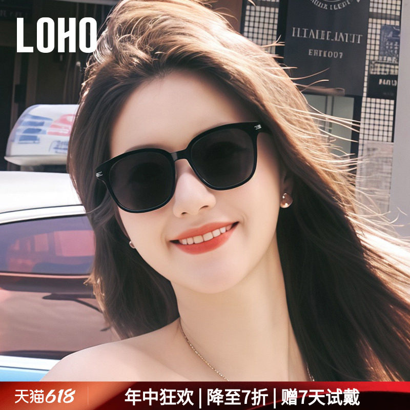 LOHO高级感黑框墨镜女款2026新款防晒防紫外线偏光近视太阳眼镜gm
