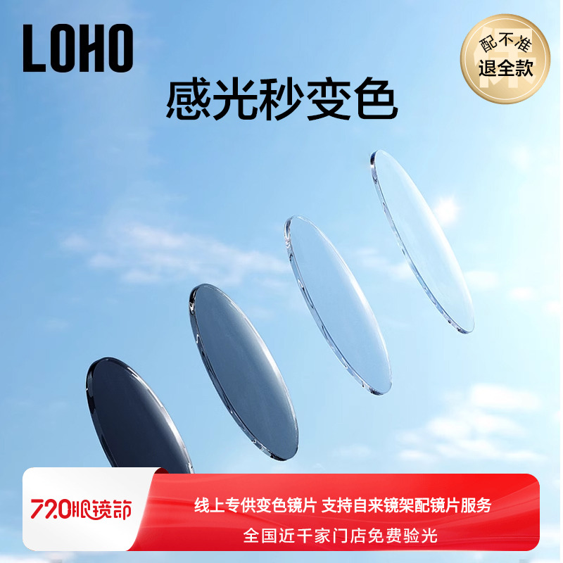 LOHO感光变色镜片可配镜近视墨镜防蓝光近视眼镜太阳眼镜定制度数