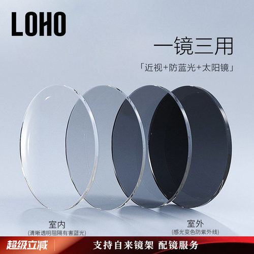 LOHO变色防蓝光1.60近视镜片