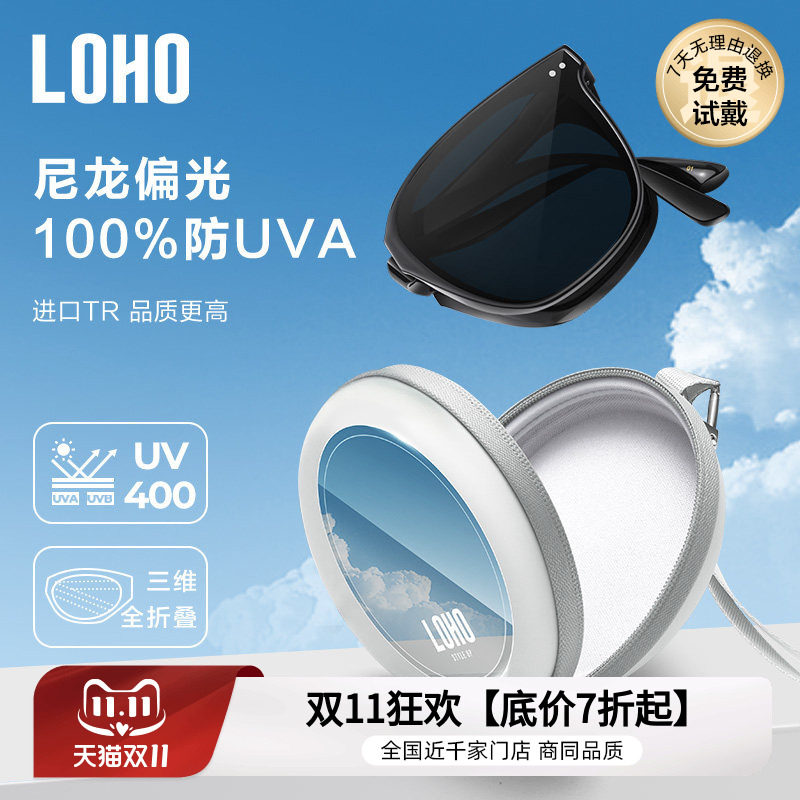 LOHO2026新款折叠墨镜太阳镜防紫外线男女同款高级感方圆脸开车用