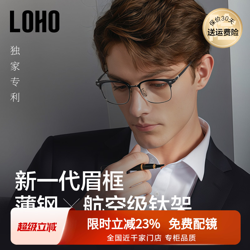 2024新款男款商务眉框LOHO光学镜
