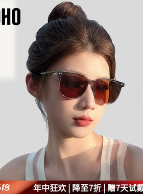 LOHO墨镜女款2026新款潮流时尚GM小框偏光茶色防晒紫外线太阳眼镜