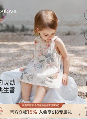 babylove女宝宝连衣裙夏季薄款纯棉挂脖裙甜美国风公主裙清凉夏装