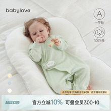 babylove婴儿连体衣春秋季纯棉宝宝和尚服新生儿衣服简约初生哈衣