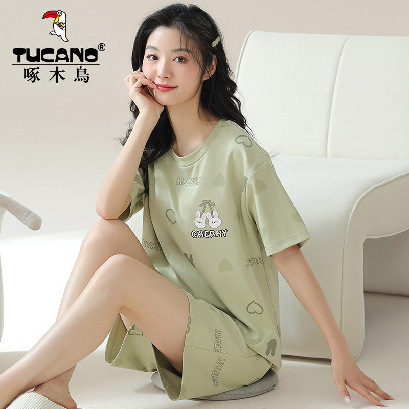 啄木鸟睡衣女夏天纯棉短袖短裤两件套女士春秋季新款家居服可外穿,女士内衣/男士内衣/家居服,睡衣/家居服套装,淘宝优惠券,粉丝福利购,淘宝优惠卷