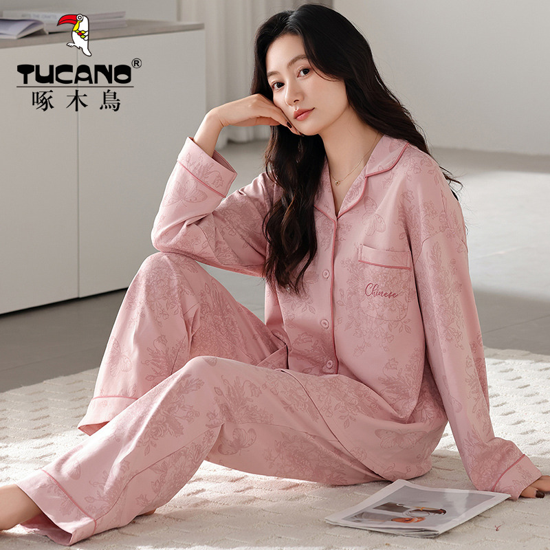啄木鸟纯棉睡衣春秋女长袖两件套