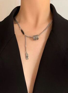 嘻哈项链酷女欧美ins街头潮人个性复古红小饰品吊坠链条锁骨