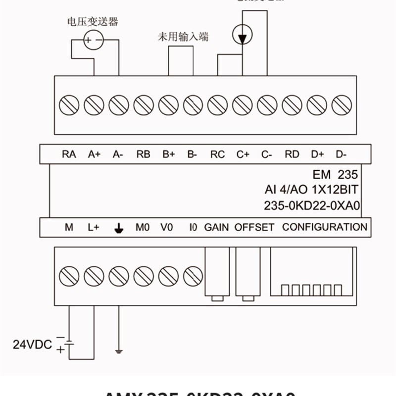 西门子em235模块接线,西门子em232模块接线图 适用西门子s7-200plc模拟量4u输入1输出扩展模块 em235-0kd22-0xa