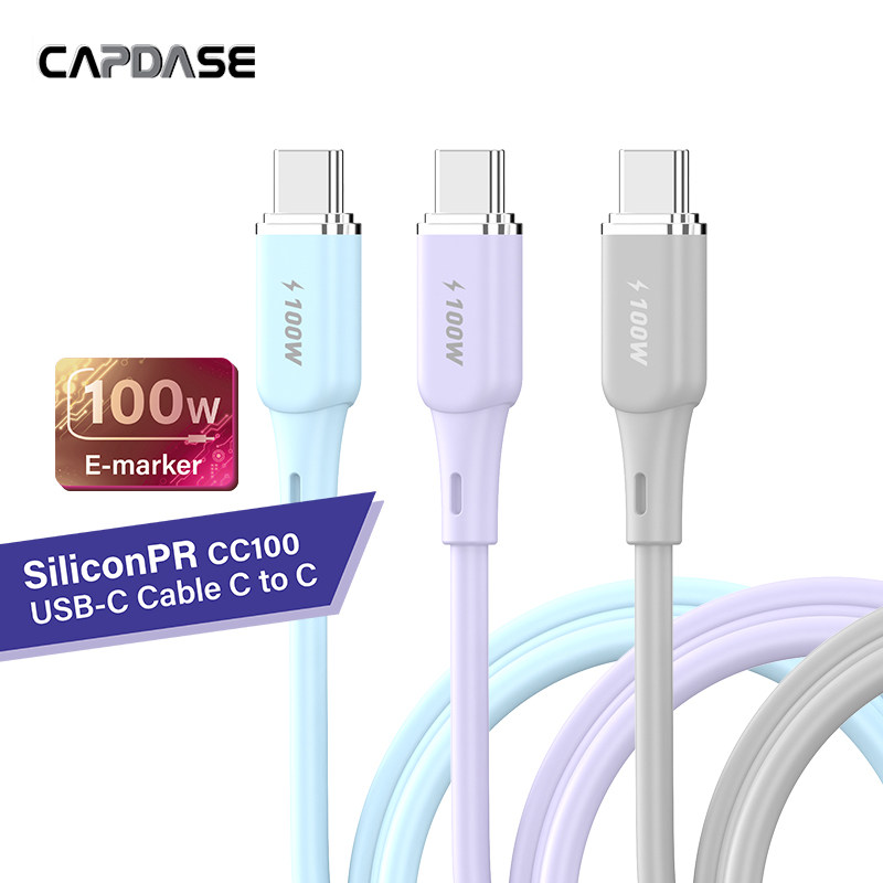CAPDASE卡登仕100W USB C快充硅胶数据线适用苹果iPad/iPhone17华为小米安卓手机平板电脑数据线充电线5A闪充