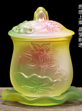佛前水晶室内敬茶杯观音仿琉璃