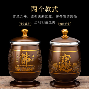 家用佛前供水杯纯铜茶酒杯观音净水杯供奉财神爷心经贡杯神台摆件