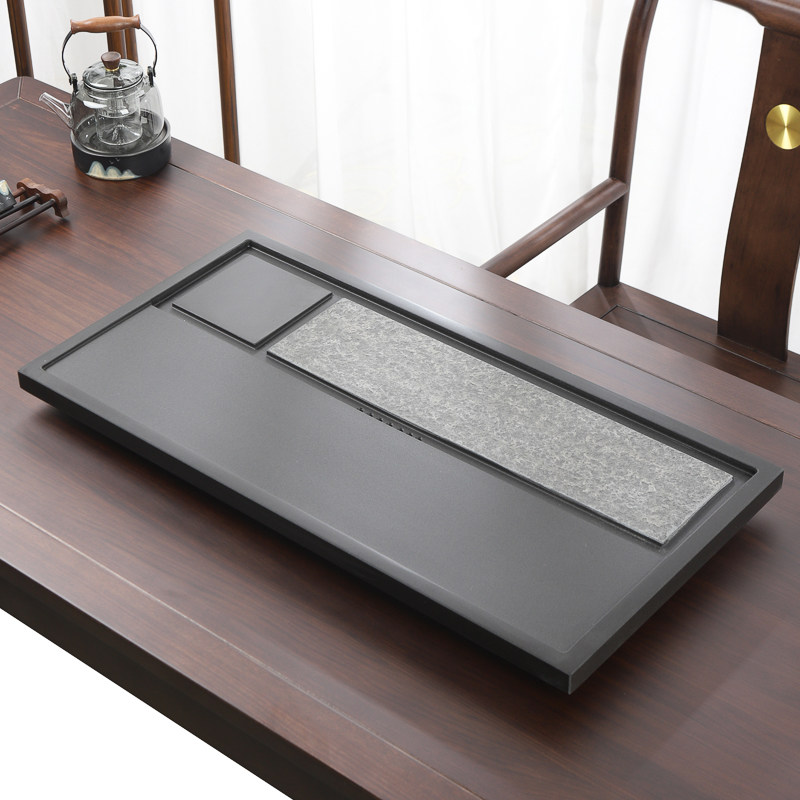 天然乌金石茶盘整块家用现代简约一体式高档客厅轻奢茶台石头托盘