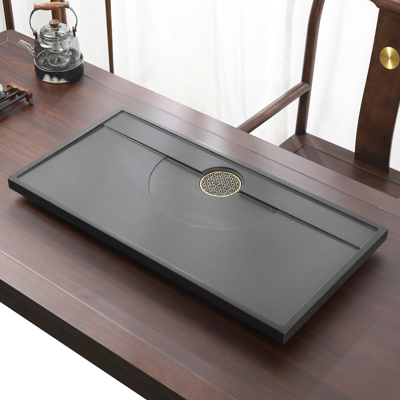 天然乌金石茶盘整块家用现代简约一体式高档客厅轻奢茶台石头托盘